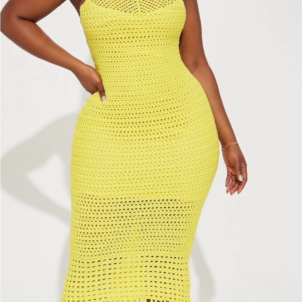 Fashion Nova Yellow Midi Dress